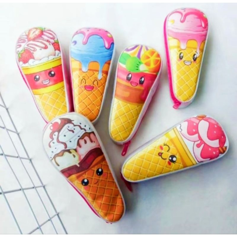 

(Ecer) Tempat Pensil Ice Cone Resleting Pilih Warna Free Satuan