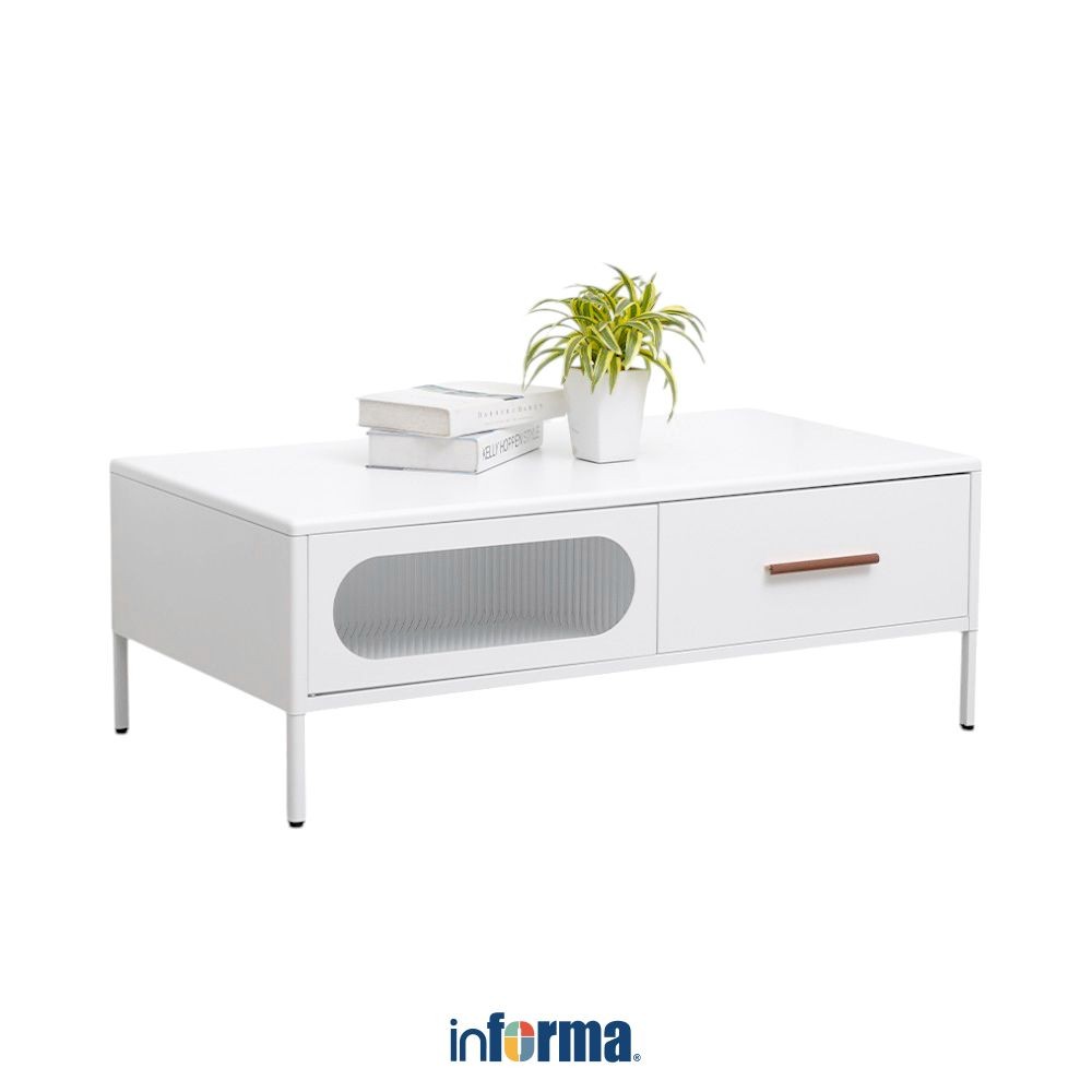 Informa Jasper Meja Tamu Rectangle - Putih Matte Coffee Table Tamu Serbaguna Meja Sofa Furniture Rum