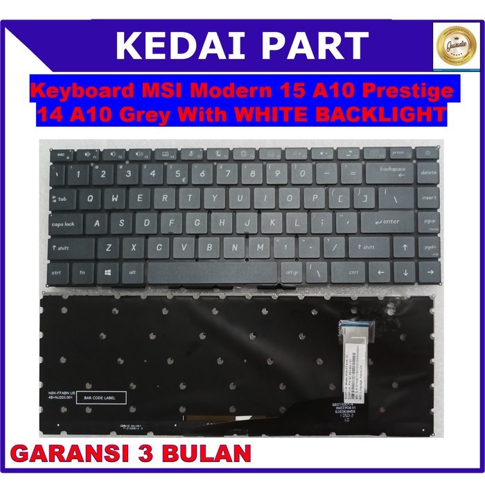 Keyboard MSI Modern 15 A10 Prestige MS-14C2 MS-1551 WHITE BACKLIGHT