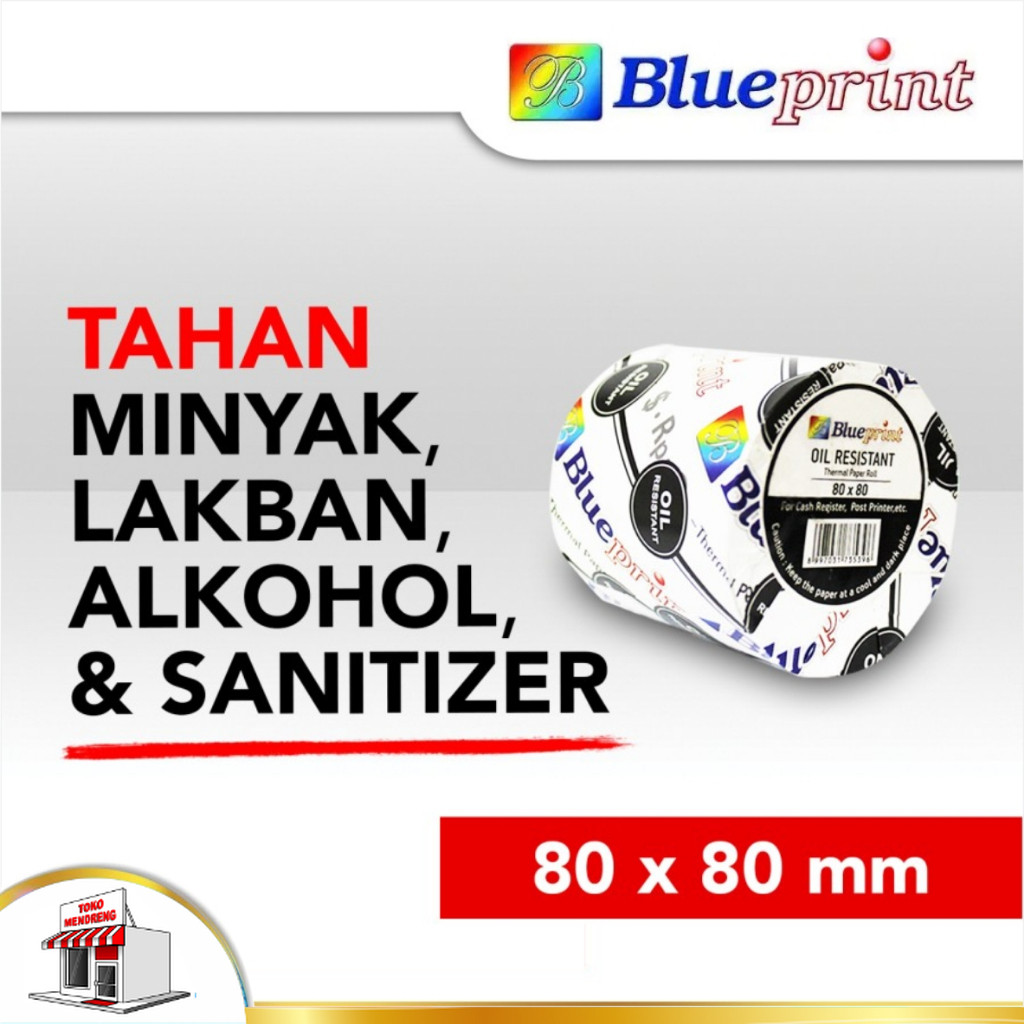 

Blueprint Paper Thermal Oil Resistant 80x80 mm Kertas Struk 80 x 80 mm Tahan Minyak / Lakban / Checker Dapur