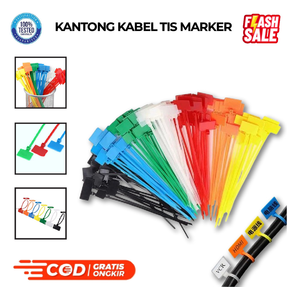 

1 Kantong Kabel Tis Marker Tie Cable Ties Marker Name Tag Pengikat Label Nama Warna Mix