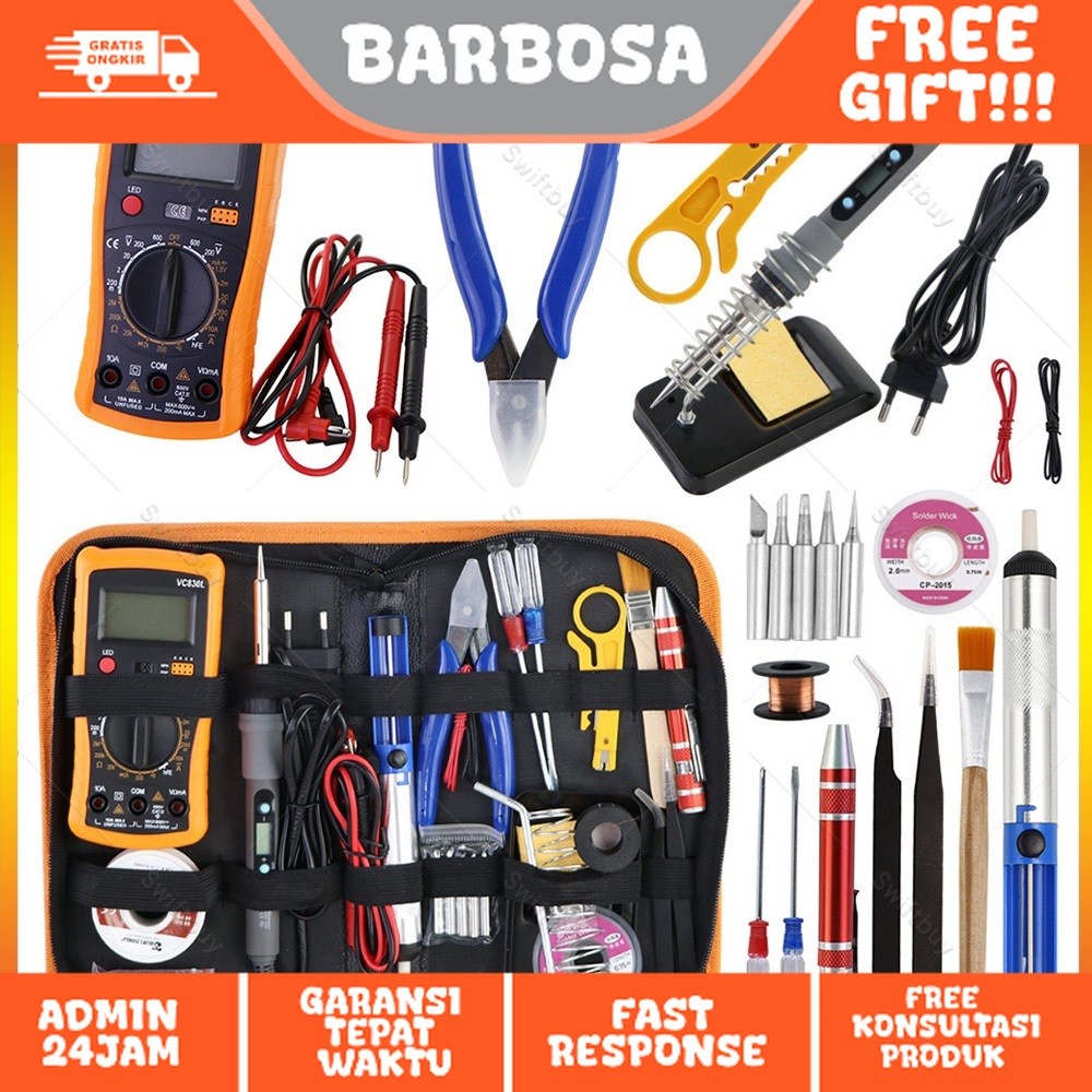 Solder Listrik Paket  Lengkap Set Solder Listrik Lengkap Dengan Multimeter Iron Tool Kit 220V 60W/So