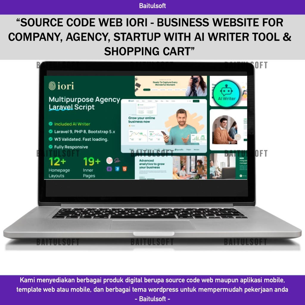 SOURCE CODE APLIKASI WEB IORI - BUSINESS WEBSITE FOR COMPANY, AGENCY, STARTUP WITH AI WRITER TOOL & 