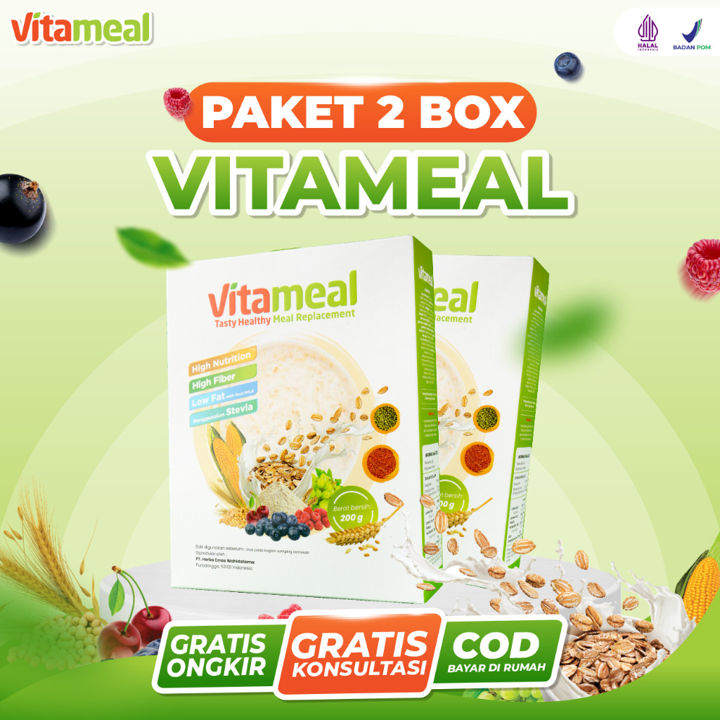 

Vitameal - Paket 2 Box Sereal Sehat Multigrain Menurunkan Gula Darah Tinggi Menjaga Kadar Gula Mencegah Diabetes
