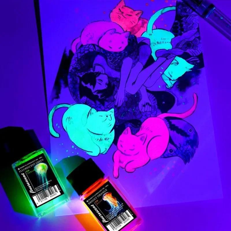 

18 ml Magic Colorful Invisible Ink For Fountain Glass Dip Pen Creative Non-Carbon Fluorescent Ink UV Light Gift Stationery