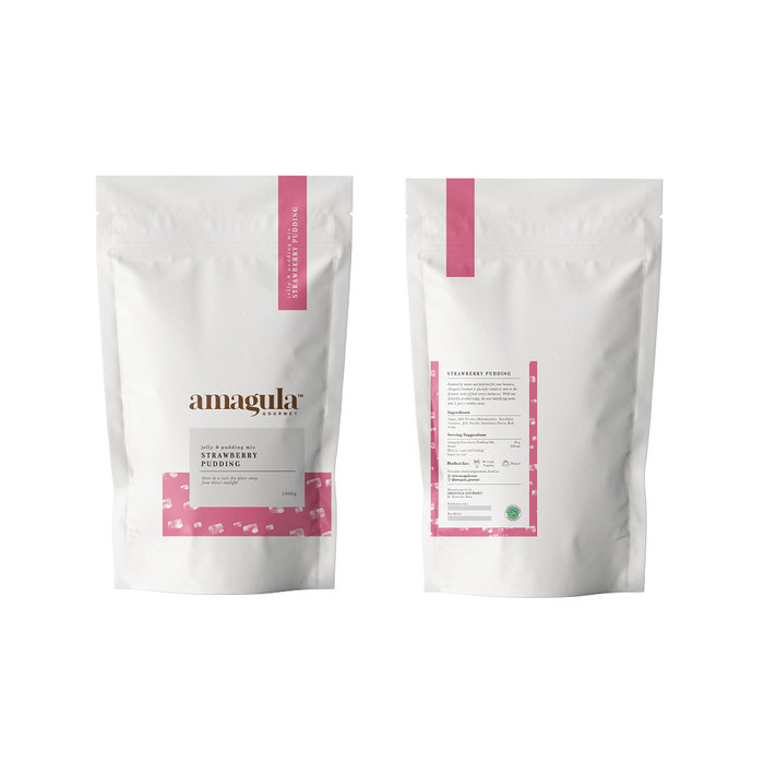 

Strawberry Pudding Powder by Amagula / 100% Halal / 1KG / HORECA - 1KG Label