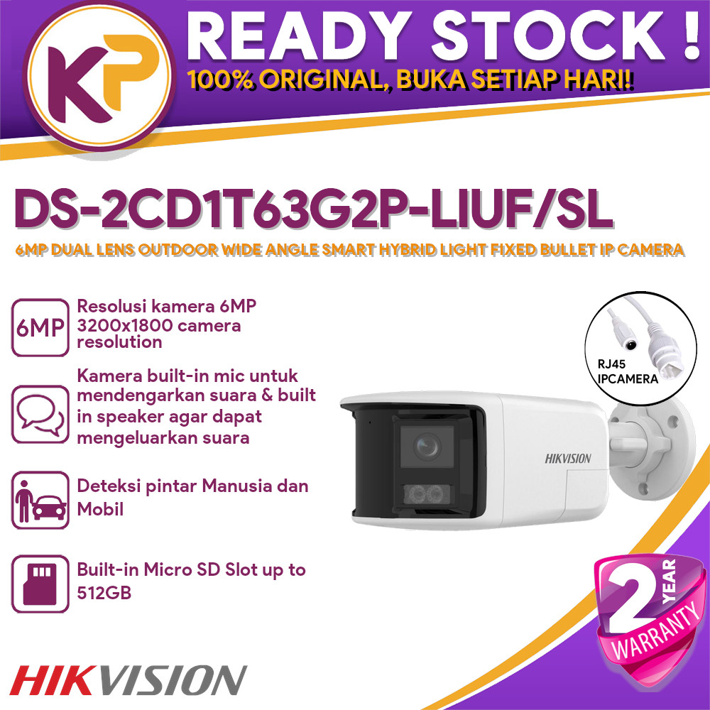 HIKVISION DS-2CD1T63G2P-LIUF/SL 6MP DUAL LENS OUTDOOR WIDE ANGLE SMART HYBRID LIGHT FIXED BULLET IP 