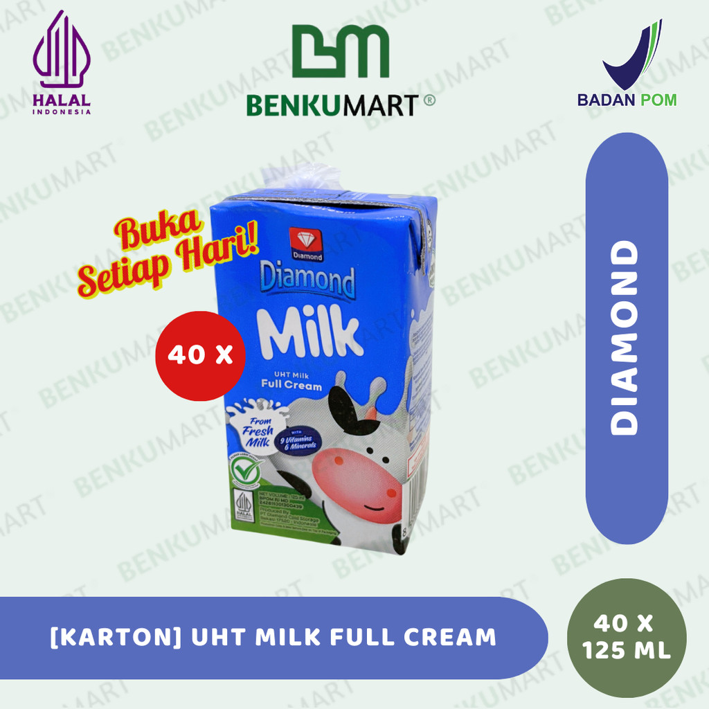 

[KARTON] Diamond UHT Milk Full Cream (125 ml) | Susu UHT 125 ML [KECIL]