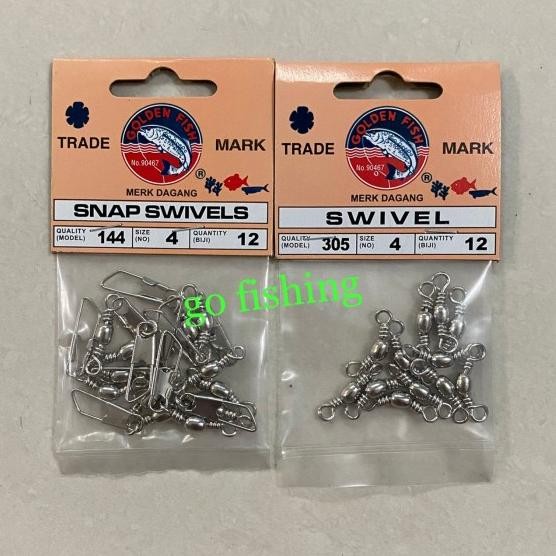 Kili Kili Peniti Pancing Golden Fish Barrel Swivel 144 bungkusan - 1