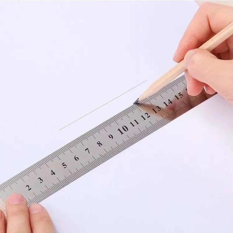 

15-30 Cm Double Side Scale Stainless Steel Straight Ruler Measuring Tool for Students School Stationery Kids Gift