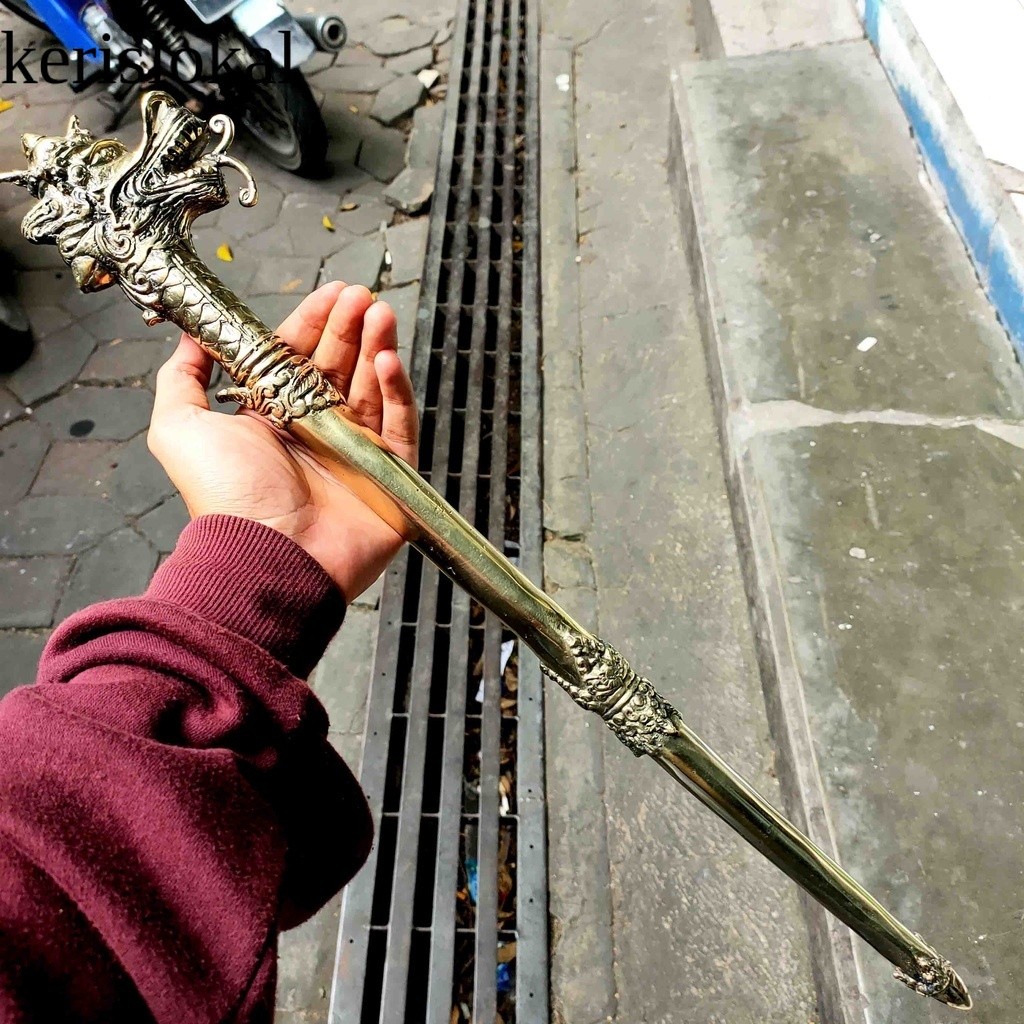 Koleksi Tongkat komando Kepala Naga alusan Bahan Kuningan KL8