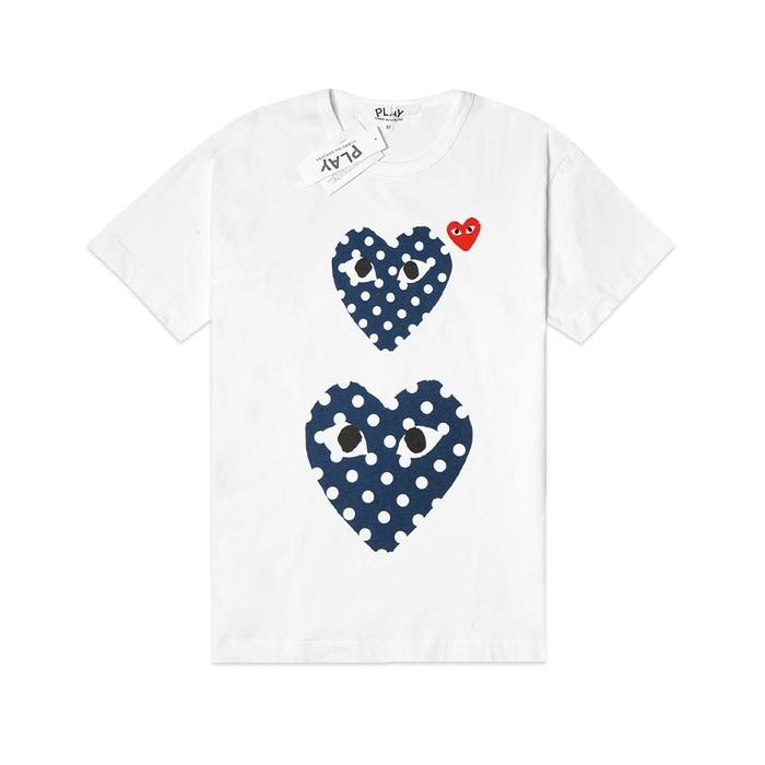 (COD) CDG Play Double Polkadot T-Shirt - White, L