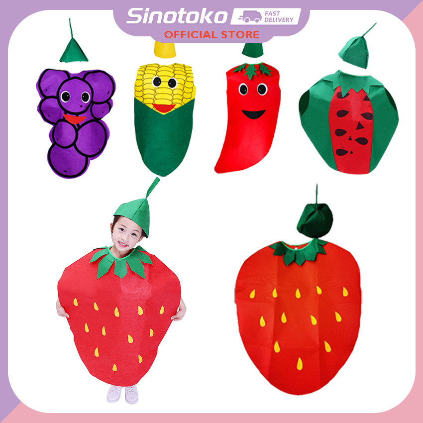 Kostum Karnaval Buah Sayur Anak Lucu Terlaris, Baju Cosplay Karakter Jagung/Anggur/Chili/Semangka/St