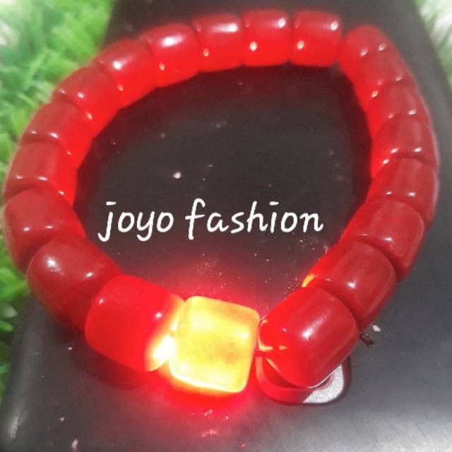 GELANG TASBIH BATU MARJAN LAUT MERAH TEMBUS CAHAYA