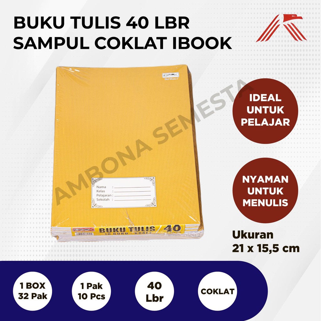 

Buku Tulis iBook isi 40Lbr Sampul Coklat / Kraft @10 Pcs