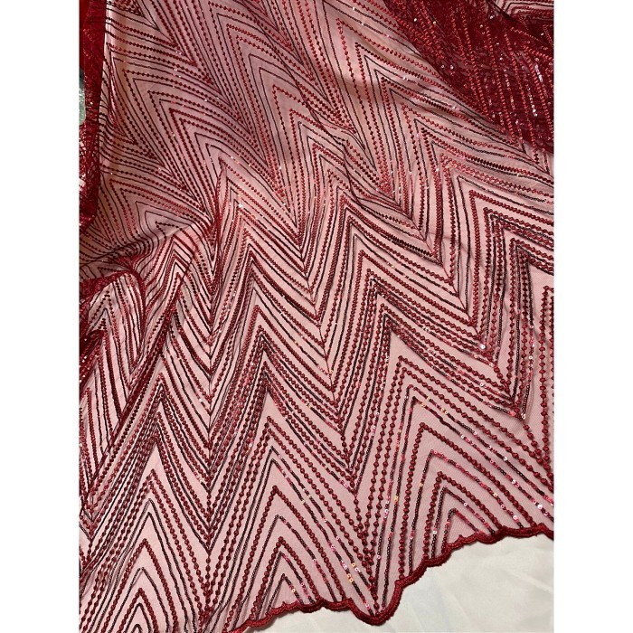 ✨LARIS✨ - Kain Tile Tulle Payet Sequin Mewah - Brokat Brukat Premium Motif - Maroon