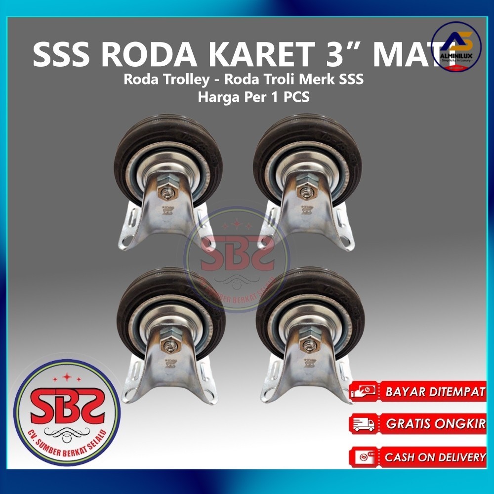 SSS Roda Karet 3inch 3" Mati - Roda Karet SSS /Roda Karet Triple S - Roda Karet Troli Trolly Etalase
