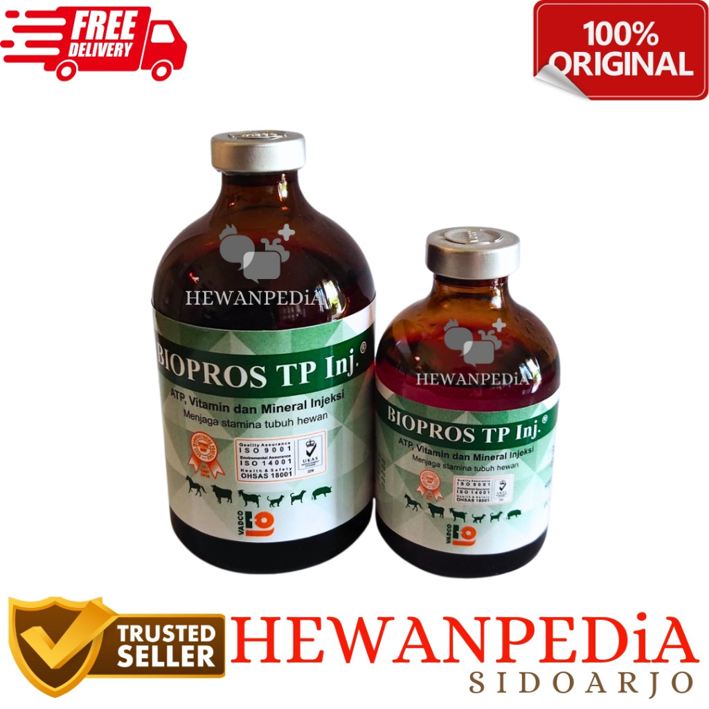 BIOPROS 50 ml & 100 ml TP Hewanpedia - Vitamin Mineral ATP Stamina Pasca Sakit Hewan Sapi Kambing Ku