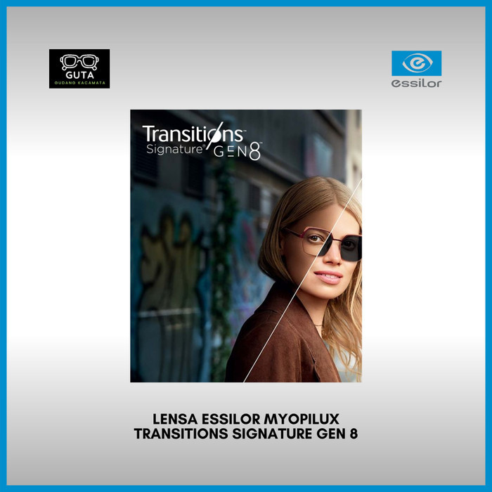 Lensa Kacamata Progresif Crizal Essilor Myopilux Index 1.59 Transitions Signature GEN 8 Grey Origina
