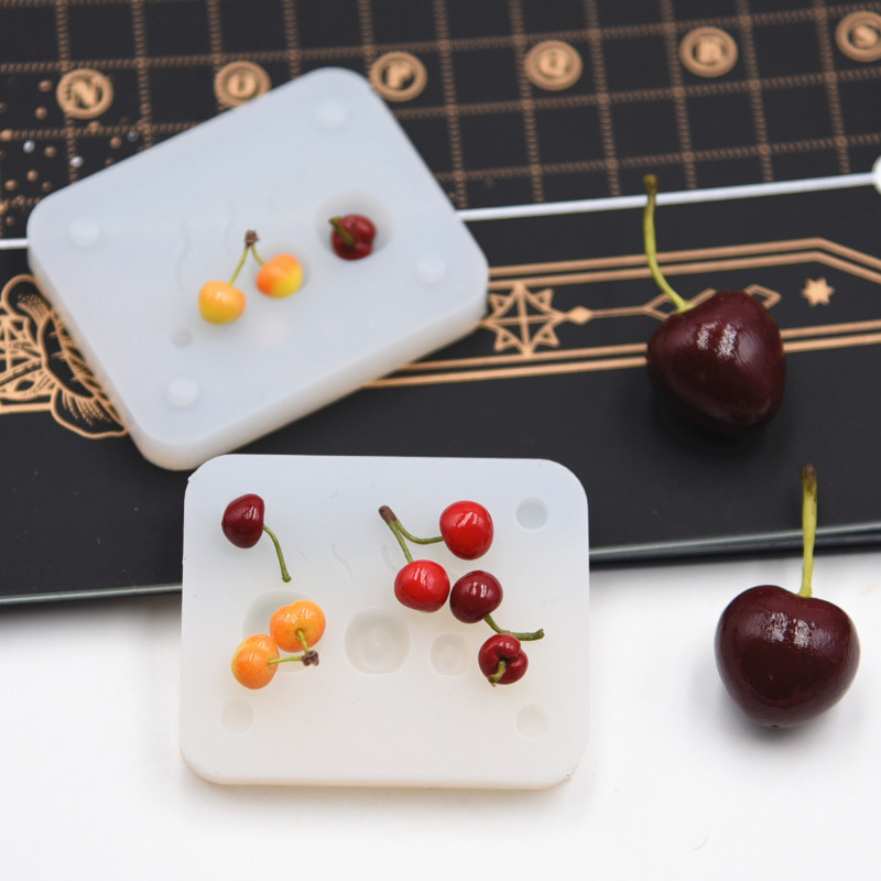 

Mini Cherry Silicone Mold Diy Miniature Fruit Ultra-light Clay Resin Clay Production Three-dimensional Cherry Clay Mold