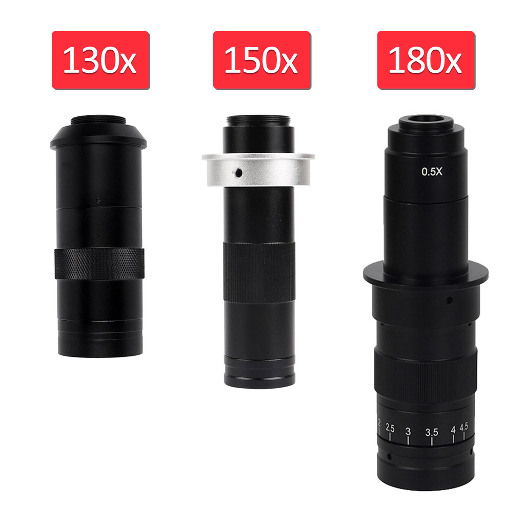 Magnification Adjustable 180X 150X 130X Zoom C Mount Lens 0.7X~4.5X Magnification For HDMI USB Indus