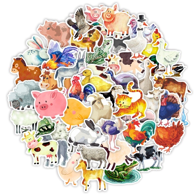 

10/30/50pcs/Pack Cartoon Farm Animals Stickers Waterproof Skateboard Motorcycle Guitar Luggage Laptop Bicycle Sticker Kids Toys