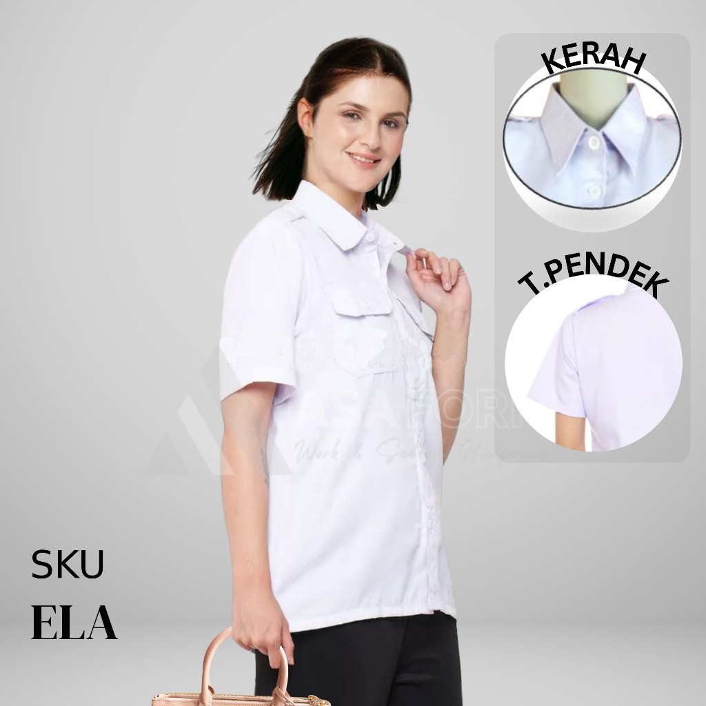 AF Kemeja Putih Pdh Wanita Lengan Pendek Seragam Putih Perawat Wanita Baju Dinas Putih Pdh Pns Wanit