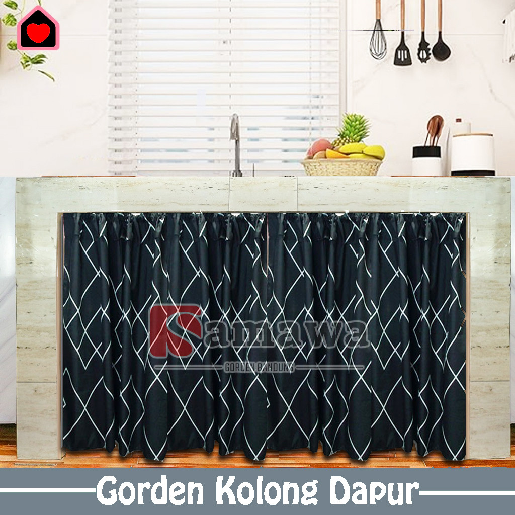Gorden Kolong Meja Kompor Dapur Ukuran Lebar 100x60cm Motif Pajero Hitam