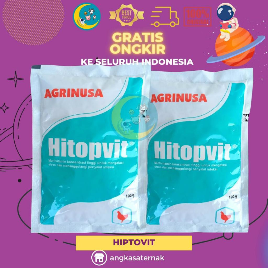 HITOPVIT 100 GRAM - Multivitamin Meningkatkan Daya Tahan Tubuh Untuk Ayam & Unggas.