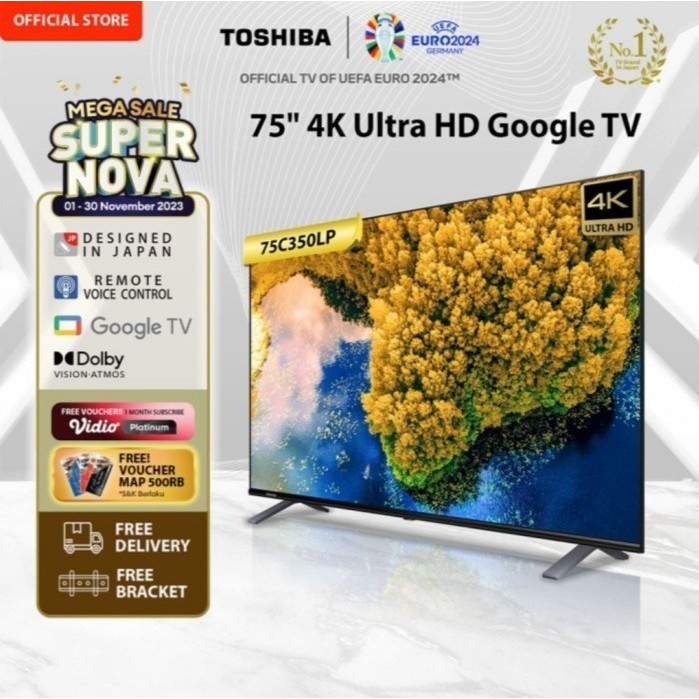 LED TV Toshiba 75C350LP 4K UHD Google Smart TV Dolby Atmos 75 inch