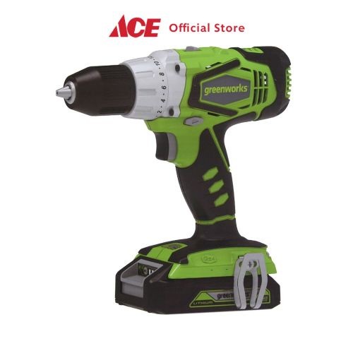 Ace Greenworks Bor Baterai Cordless 13 mm 24V Li-Ion Drill Driver Bor Tangan Portable