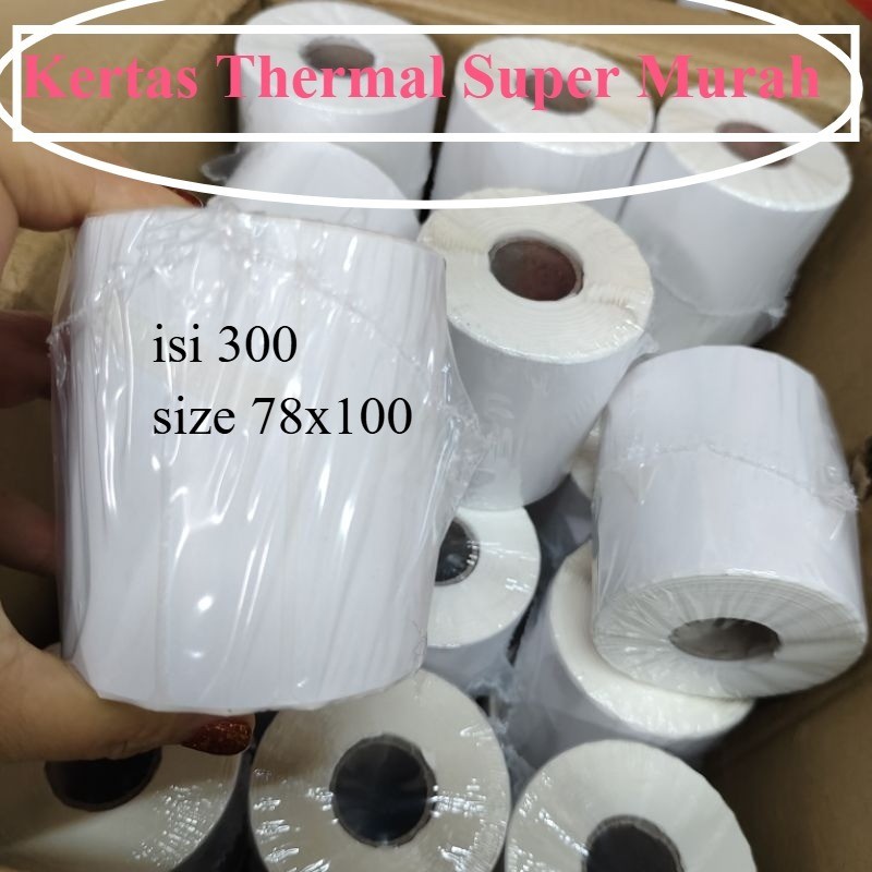 

Kertas Thermal Resi Kertas Termal Print Resi isi 300 lembar Continuous paper 78x100 Super Kuat
