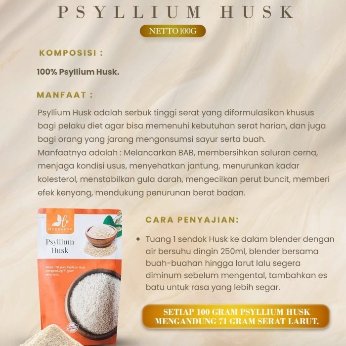 PSYLLIUM HUSK By Herbalov - Suplemen Diet - DBH(Diet Bahagia Herbalov)