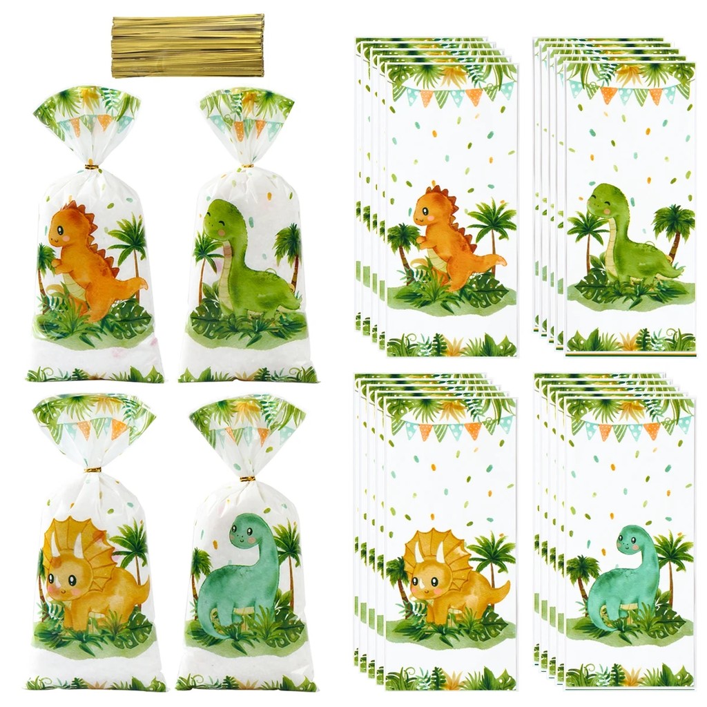 

Dinosaur Birthday Party Candy Gift Bags Roar Dino Safari Jungle Animals Biscuit Packing Bag Gift Bag Kids Baby Shower Supplies