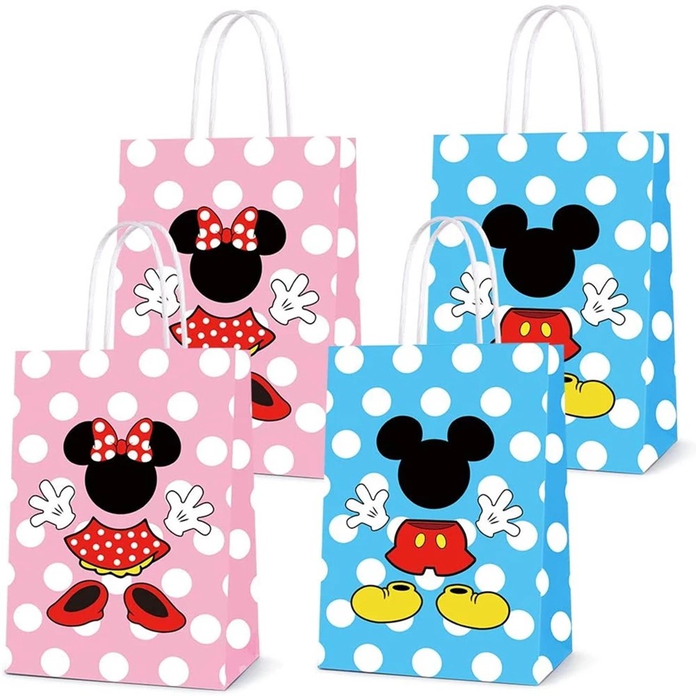 

6/48Pcs Mickey Minnie Mouse Birthday Party Decorations Handle Gift Bags Set Paper Candy Bags Baby Shower Boys Girls Party Suppli