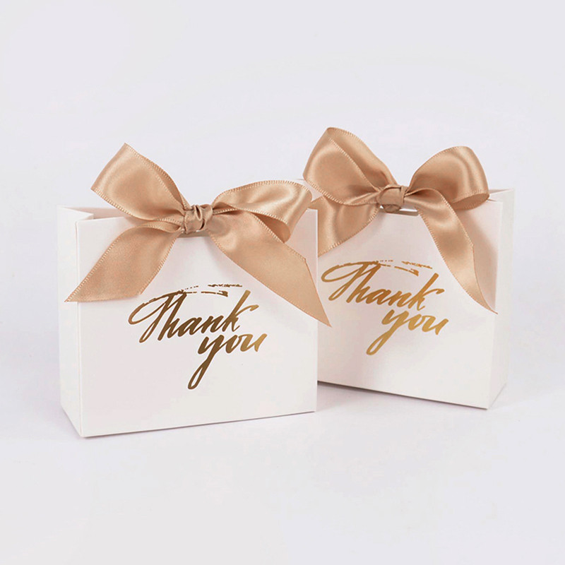 

5/10pcs Thank You Candy Box With Ribbon Small Gift Packing Bag For Christmas Wedding Baby Shower Birthday Party gift for guests