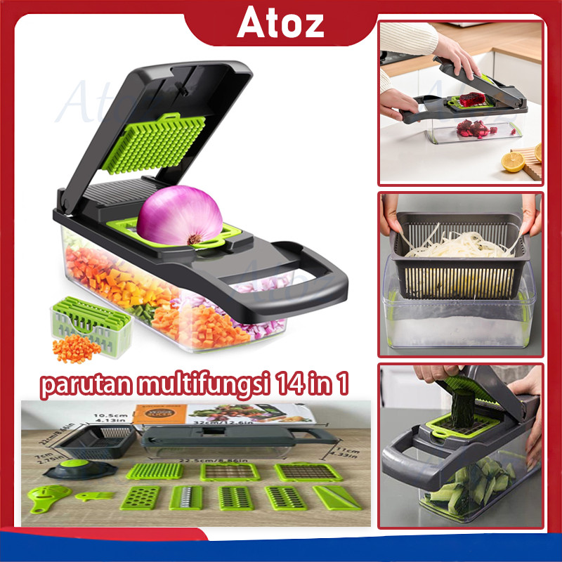 parutan multifungsi 14 in 1/pemotong sayur multifungsi/pemotong sayur cepat