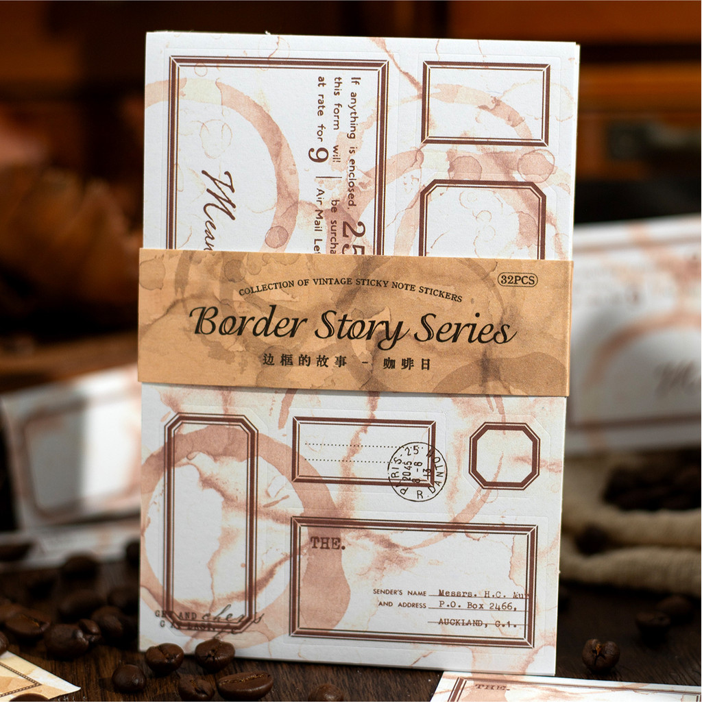 

20pcs/lot Memo Pads sticker Material Paper The Story of the Border Junk Journal Scrapbooking Cards Retro Decoration Paper
