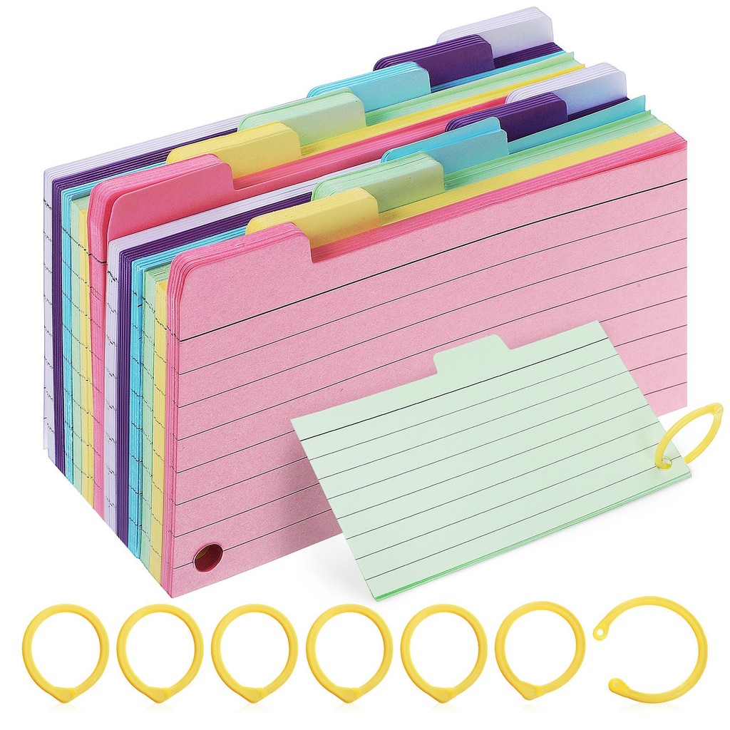 

450Pcs Office Phones Memo Pads Lined Flash Cards with 8 Binder Rings for Study Learning Flashcards Studying To