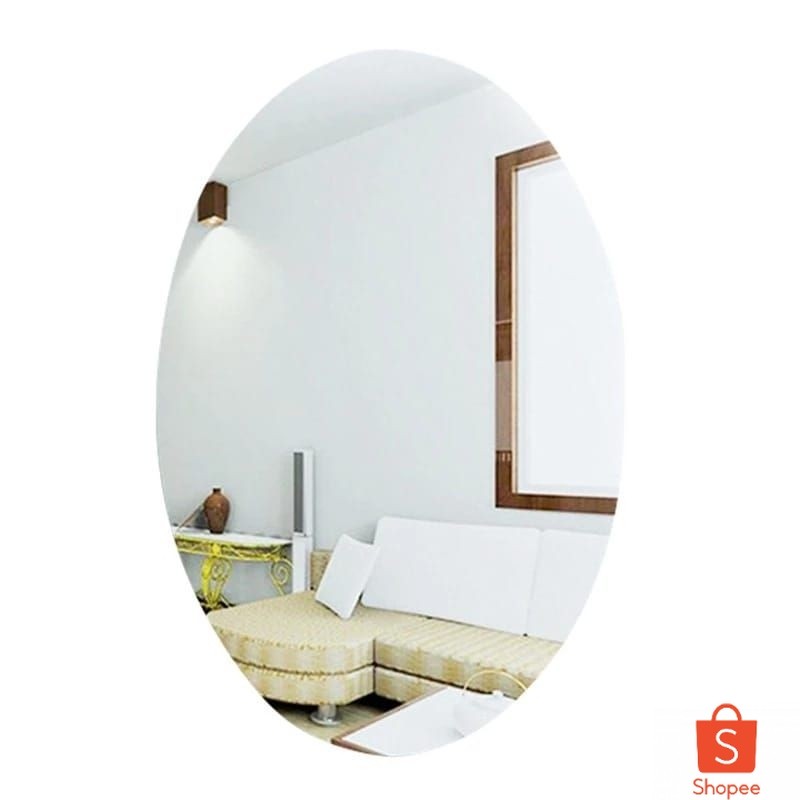 Kaca tempel oval transparan / Stiker kaca dinding oval anti pecah / Kaca cermin  acrylic.
