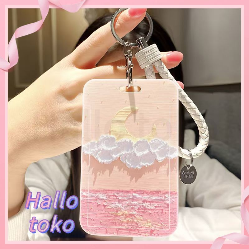 

ID CARD HOLDER MOTIF KAWAII TEMPAT KARTU PHOTOCARD PHOTO CARD Pelindung + Tali,Lukisan minyak tentang bulan di laut dan matahari di laut