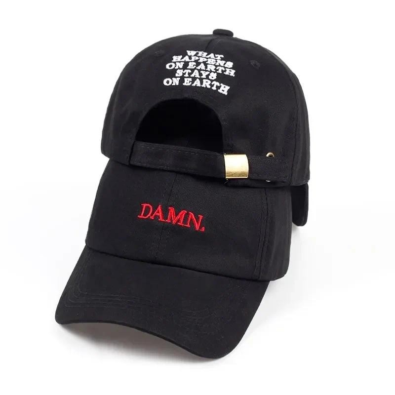 

DAMN Hats for Men and Woman Embroidered Dad Hat Hip Hop Stitched Kendrick Lamar Unstructured Rapper Snapback Baseball Cap Gorras