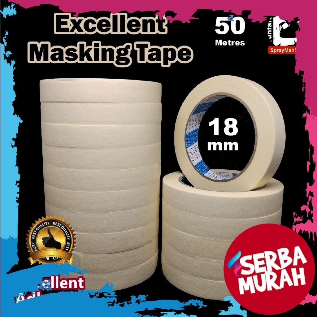 

Excellent Masking Tape 1 inch Isolasi Kertas Gypsum