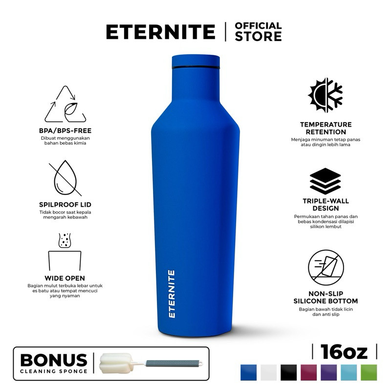 SR89JH ETERNITE Cafetaria 16oz [18hours Cold | 6hours Hot] Insulated Water Bottle with Stainless Ste