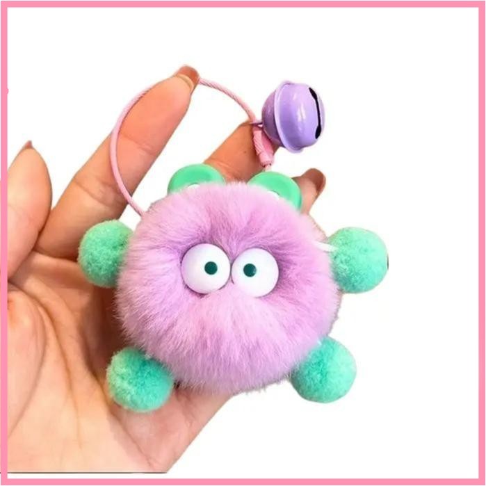 Gantungan Kunci Tas Boneka Bulu Bell Lucu Blue Bag Keychain Accessories