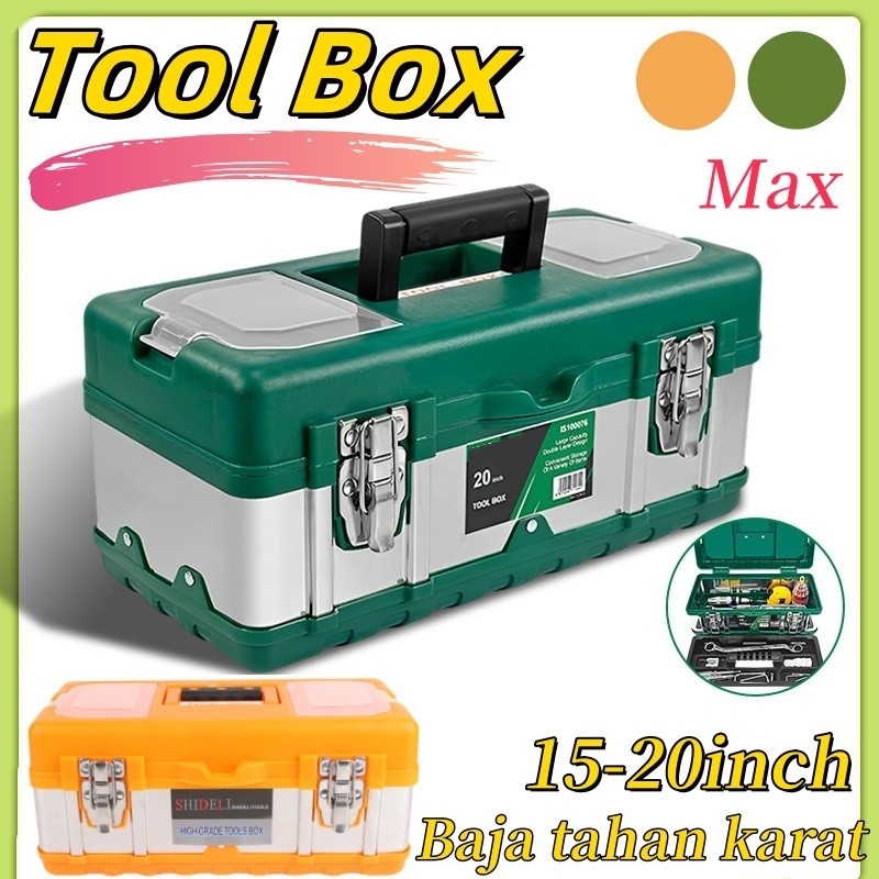 NEW Tool Box Besar 12-20 Inch Tools Box Kotak Peralatan Besi /Tool Box Stainless Kuat 3
