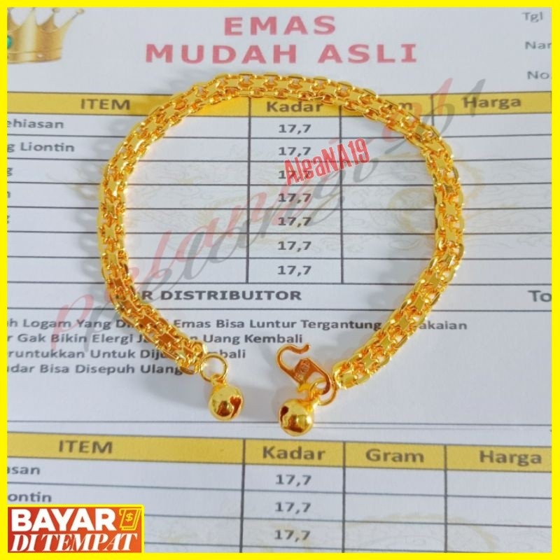 Gelang motof tikar emas muda 6.7gr kadar17.7% feee