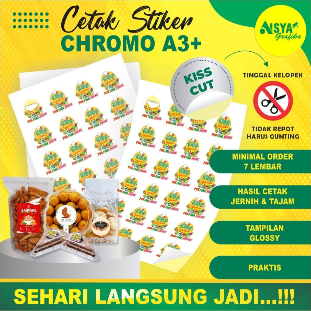 

CETAK A3+ STIKER CROMO KISS CUT stiker bontak stiker kemasan label | print A3+ stiker By SindikatStiker