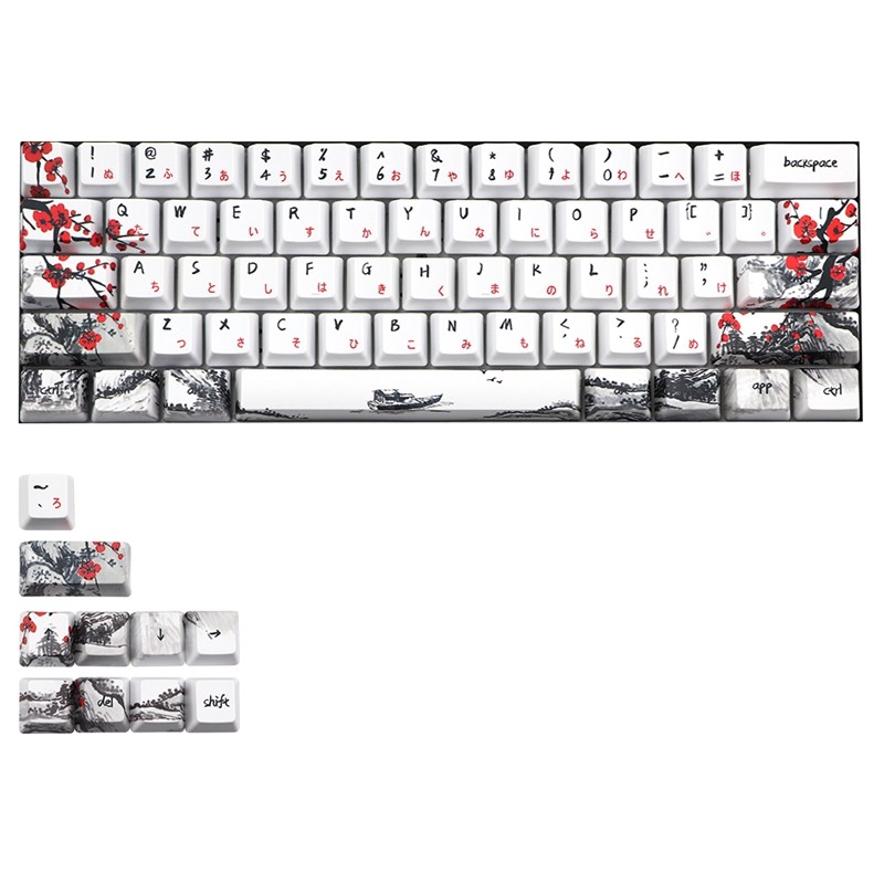 Novelty Allover Dye Subbed Plum Blossom 71 Key Profile Keycap For GH60 RK61 ALT61 Anne PRO2 GK61 GK6