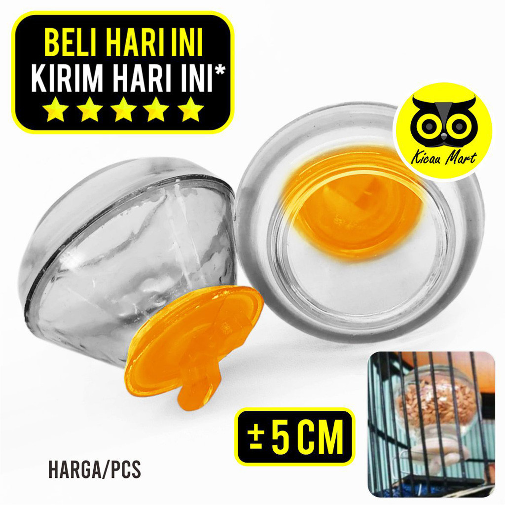 KICAU MART Cepuk Akrilik Wadah Pakan Minum Burung Perkutut Cangkir Puter Tempat Makanan Minum Akseso